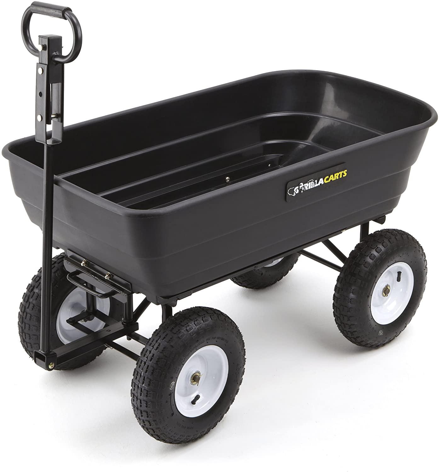 Gorilla Carts GOR200B Poly Garden Dump Cart with Steel Frame and 10 ...